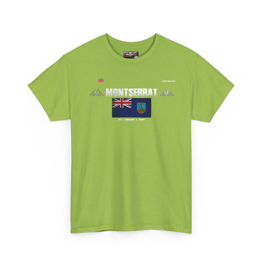 Montserrat flag t-shirt in Kiwi — premium cotton, Nordenatt