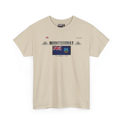Montserrat flag t-shirt in Sand — premium cotton, Nordenatt