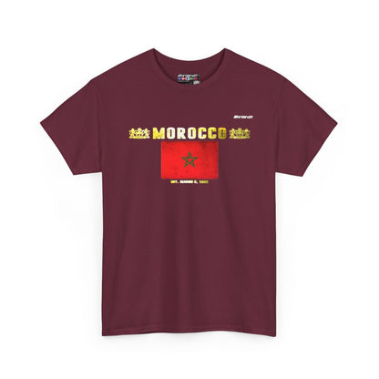 Morocco flag t-shirt in Maroon — premium cotton, Nordenatt