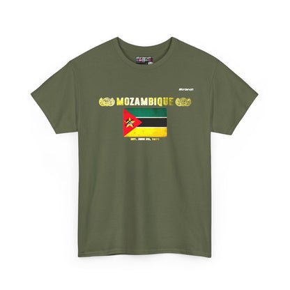 Mozambique flag t-shirt in Military Green — premium cotton, Nordenatt