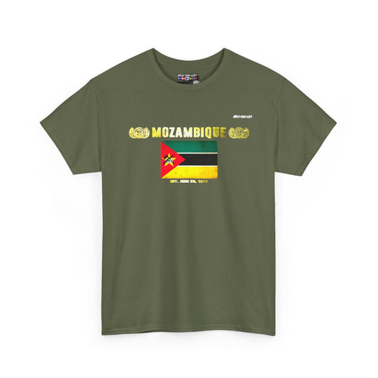 Mozambique flag t-shirt in Military Green — premium cotton, Nordenatt