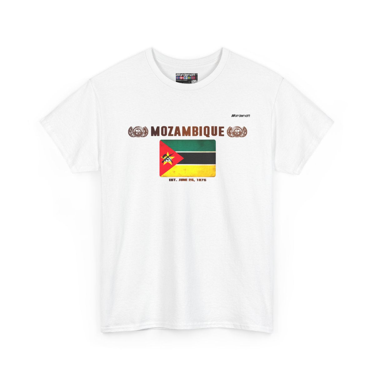 Mozambique flag t-shirt in White — premium cotton, Nordenatt
