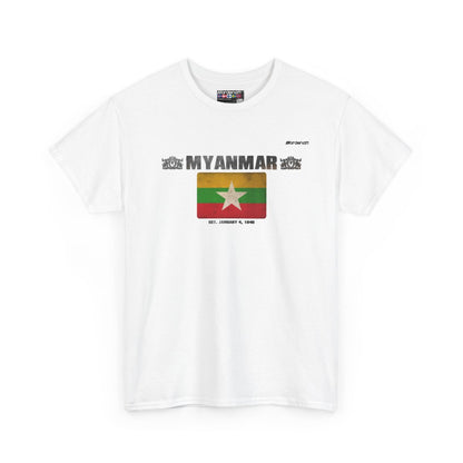 Myanmar flag t-shirt in White — premium cotton, Nordenatt