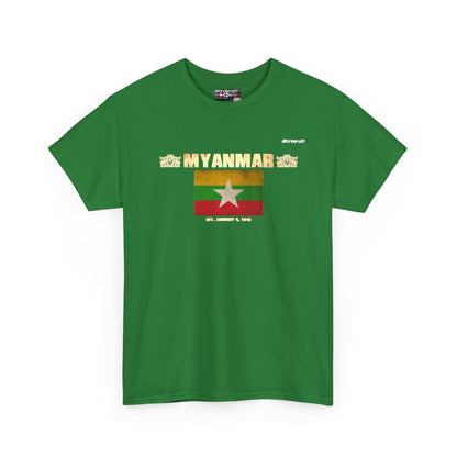 Myanmar flag t-shirt in Turf Green — premium cotton, Nordenatt