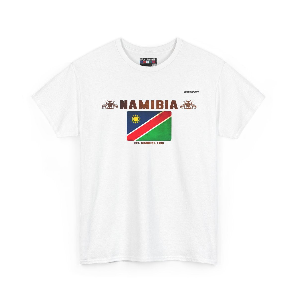 Namibia flag t-shirt in White — premium cotton, Nordenatt