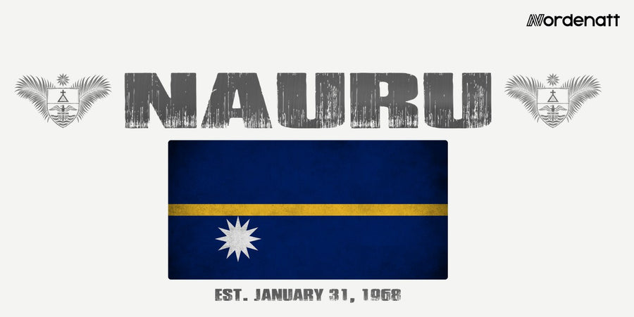 Nauru design preview: flag, date and emblem inspiration printed on light t-shirts (Nordenatt)