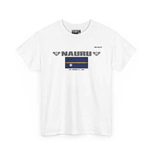 Nauru flag t-shirt in White — premium cotton, Nordenatt