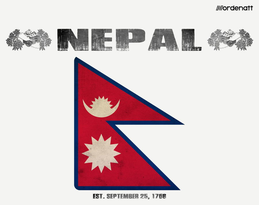 Nepal design preview: flag, date and emblem inspiration printed on light t-shirts (Nordenatt)