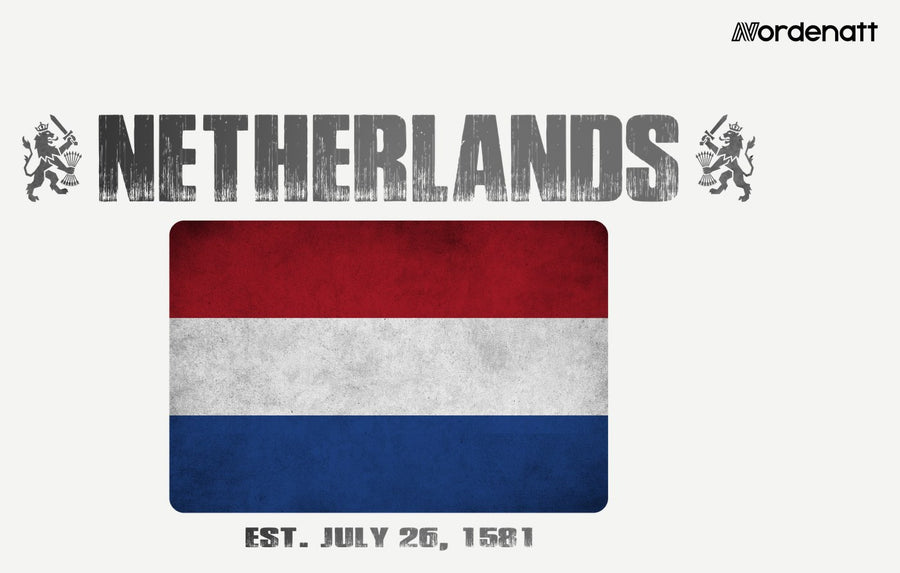 Netherlands design preview: flag, date and emblem inspiration printed on light t-shirts (Nordenatt)