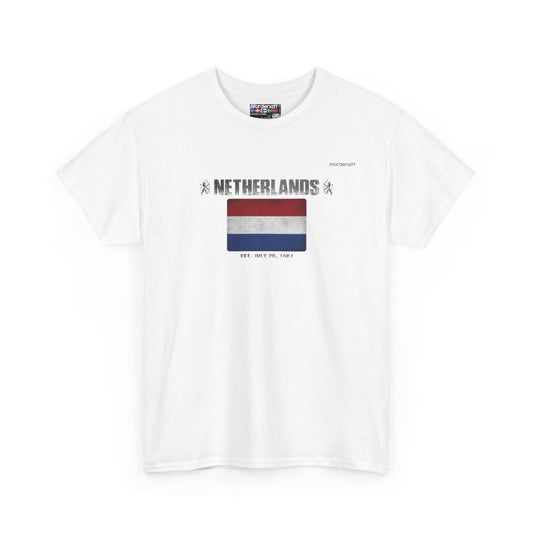 Netherlands flag t-shirt in White — premium cotton, Nordenatt