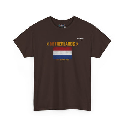 Netherlands flag t-shirt in Dark Chocolate — premium cotton, Nordenatt