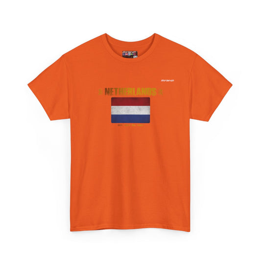 Netherlands flag t-shirt in Orange — premium cotton, Nordenatt