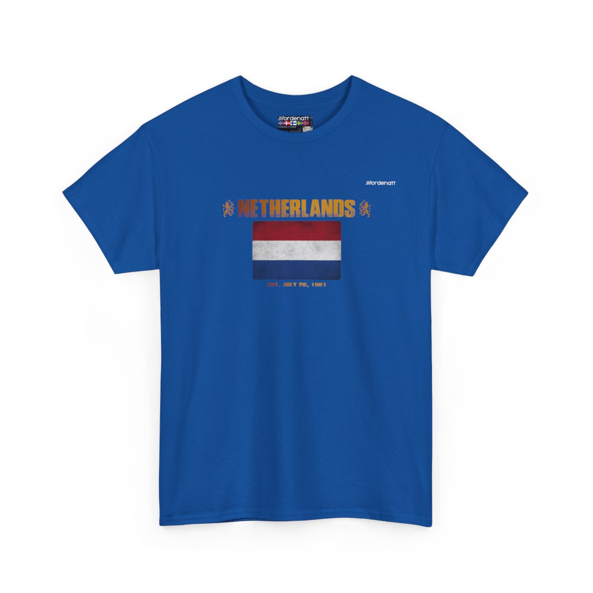 Netherlands flag t-shirt in Royal — premium cotton, Nordenatt