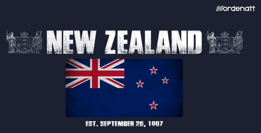 New Zealand design preview: flag, date and emblem inspiration printed on dark t-shirts (Nordenatt)