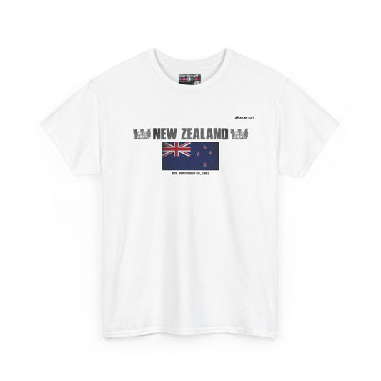 New Zealand flag t-shirt in White — premium cotton, Nordenatt