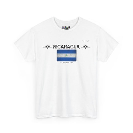 Nicaragua flag t-shirt in White — premium cotton, Nordenatt