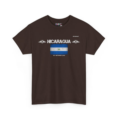 Nicaragua flag t-shirt in Dark Chocolate — premium cotton, Nordenatt