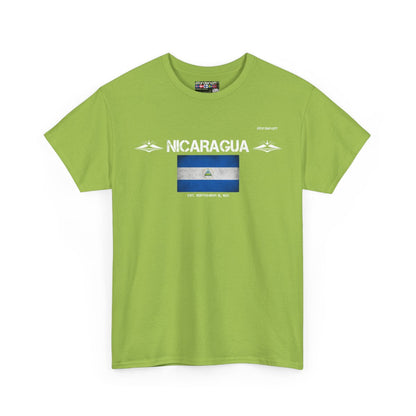 Nicaragua flag t-shirt in Kiwi — premium cotton, Nordenatt