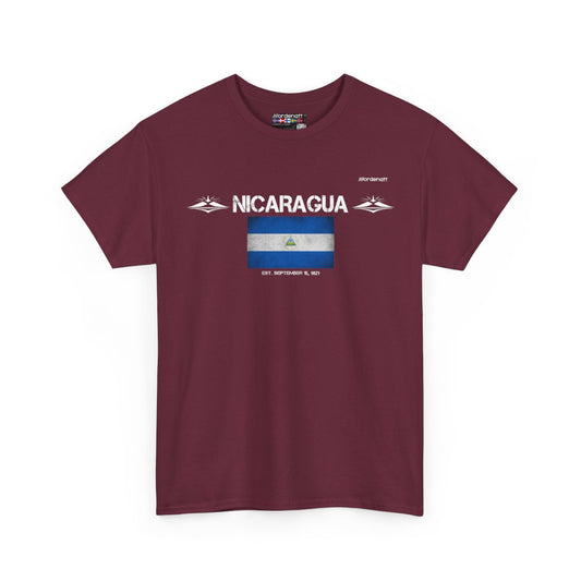 Nicaragua flag t-shirt in Maroon — premium cotton, Nordenatt