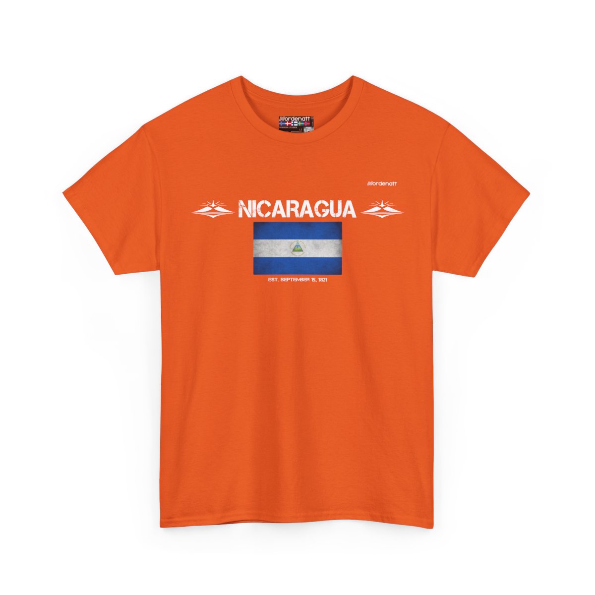 Nicaragua flag t-shirt in Orange — premium cotton, Nordenatt