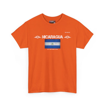 Nicaragua flag t-shirt in Orange — premium cotton, Nordenatt