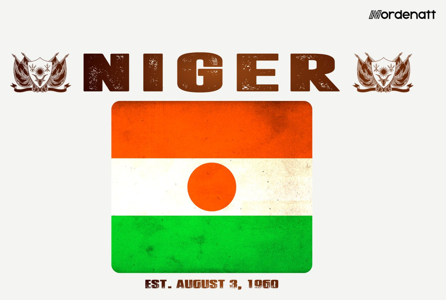 Niger design preview: flag, date and emblem inspiration printed on light t-shirts (Nordenatt)