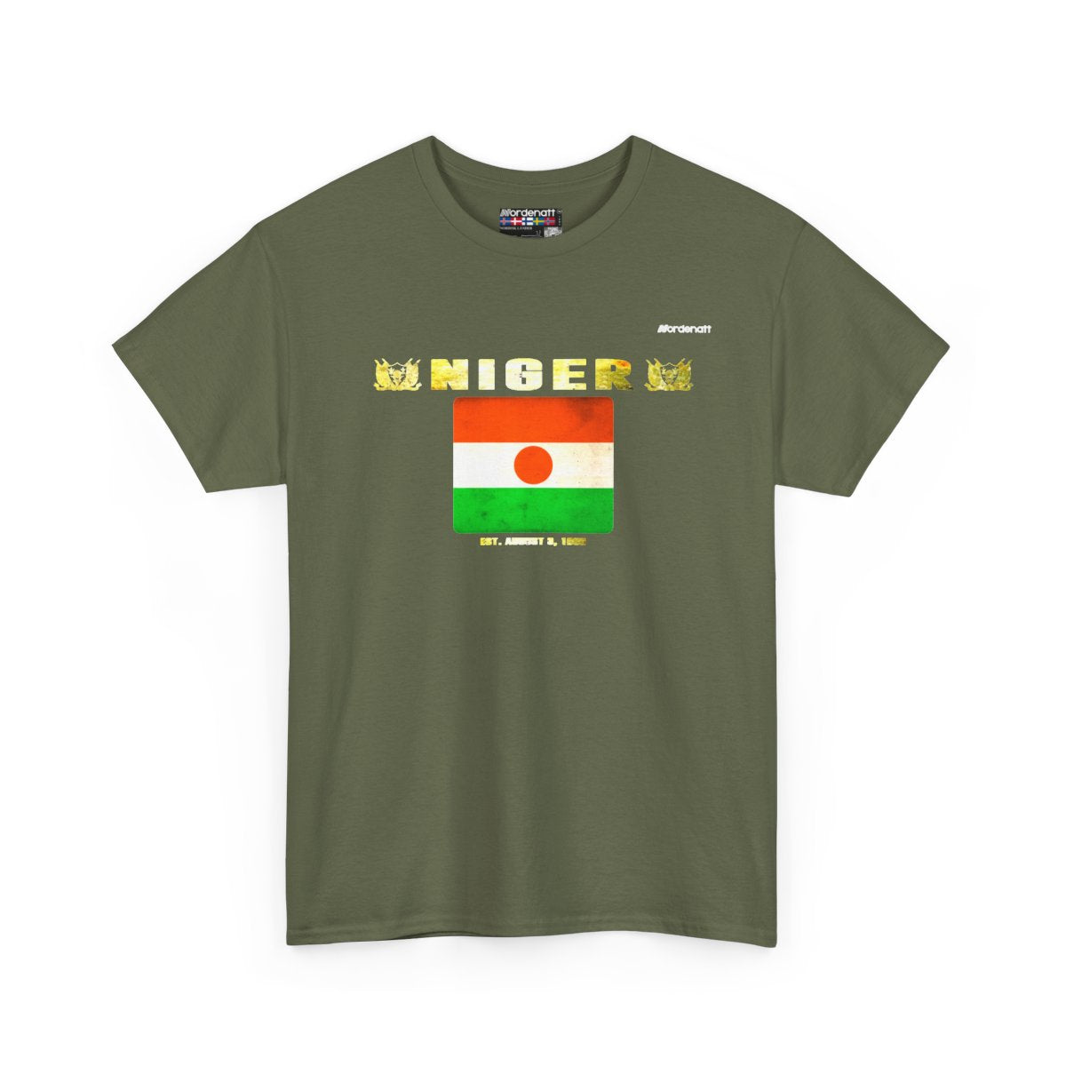 Niger flag t-shirt in Military Green — premium cotton, Nordenatt