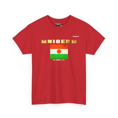 Niger flag t-shirt in Red — premium cotton, Nordenatt