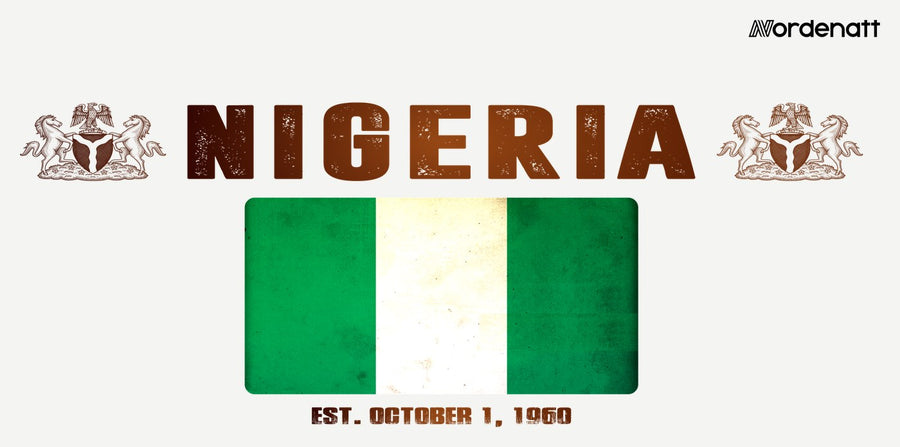 Nigeria design preview: flag, date and emblem inspiration printed on light t-shirts (Nordenatt)