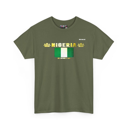 Nigeria flag t-shirt in Military Green — premium cotton, Nordenatt