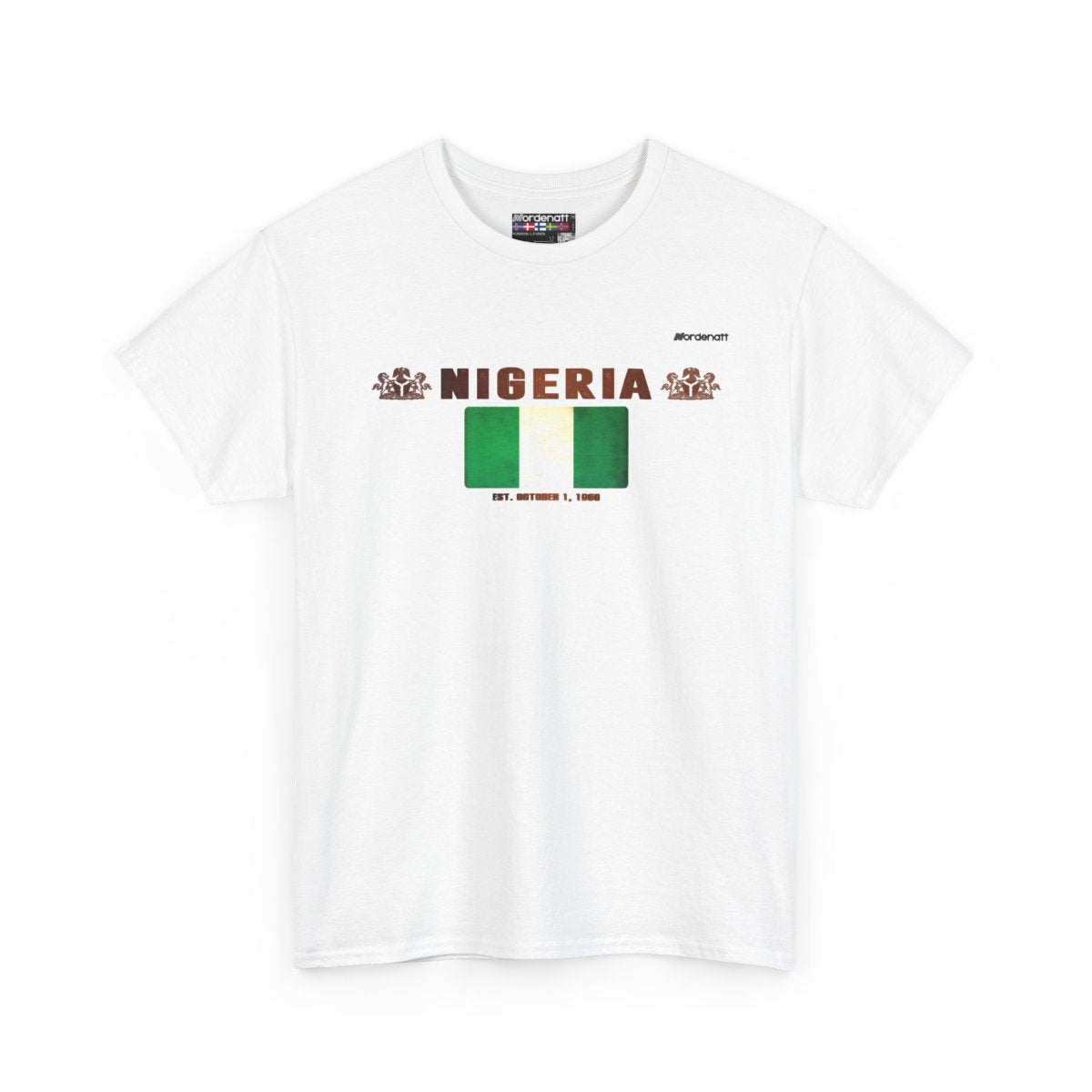 Nigeria flag t-shirt in White — premium cotton, Nordenatt