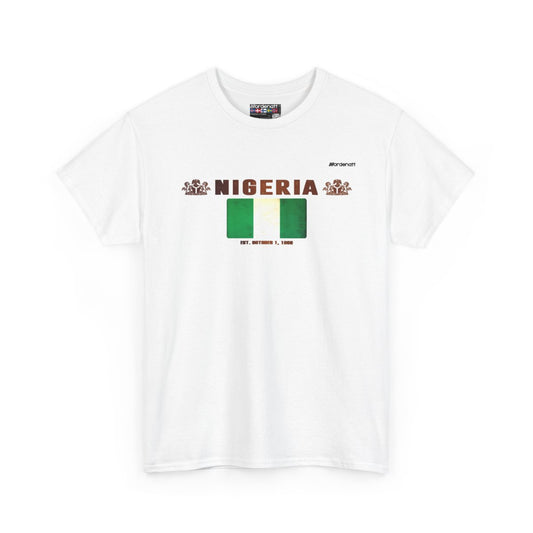 Nigeria flag t-shirt in White — premium cotton, Nordenatt