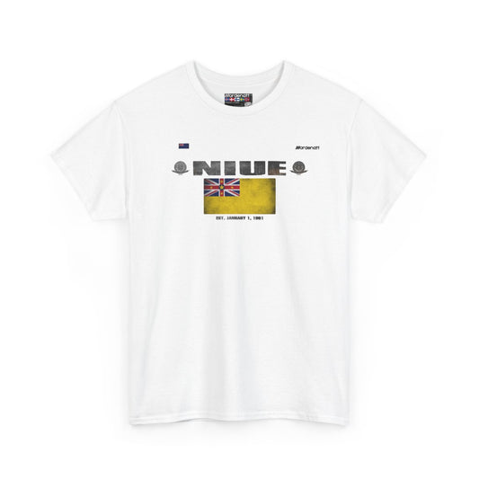 Niue flag t-shirt in White — premium cotton, Nordenatt