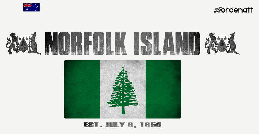 Norfolk Island design preview: flag, date and emblem inspiration printed on light t-shirts (Nordenatt)