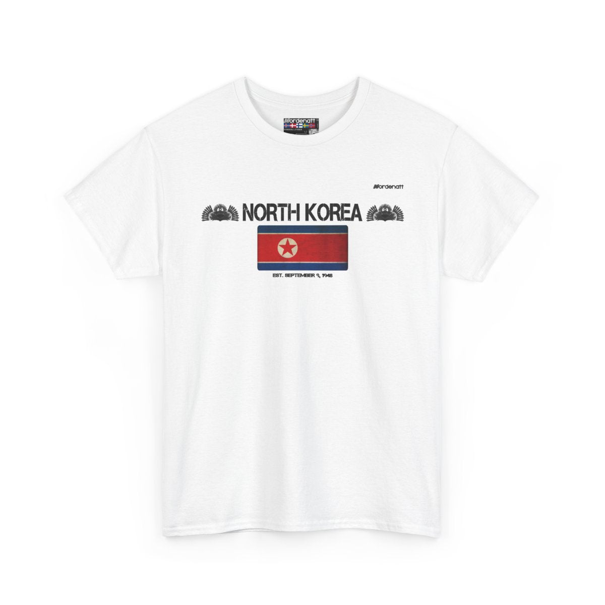 North Korea flag t-shirt in White — premium cotton, Nordenatt