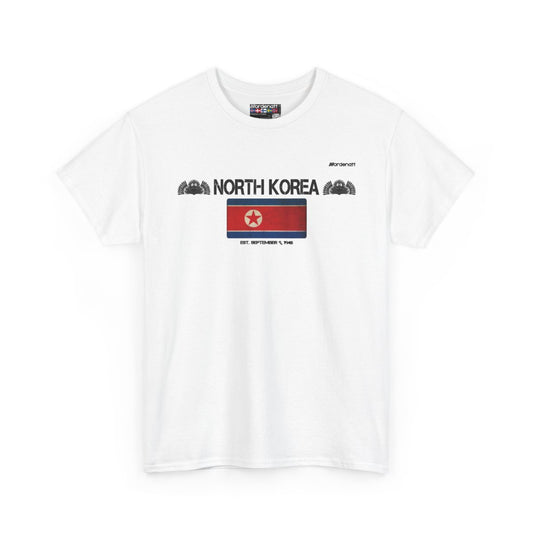 North Korea flag t-shirt in White — premium cotton, Nordenatt