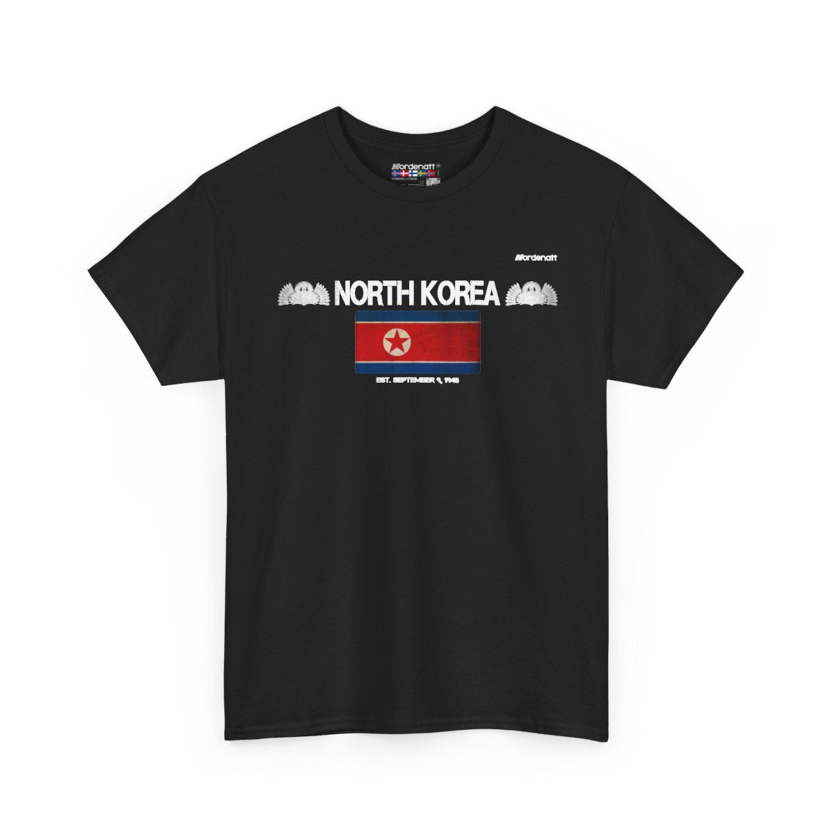 North Korea flag t-shirt in Black — premium cotton, Nordenatt