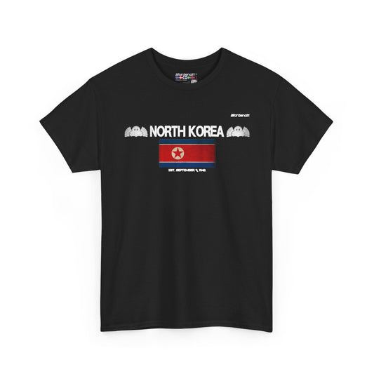 North Korea flag t-shirt in Black — premium cotton, Nordenatt