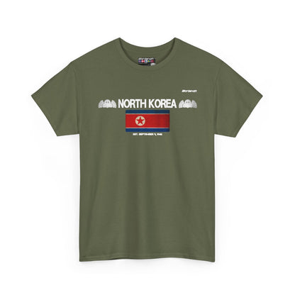 North Korea flag t-shirt in Military Green — premium cotton, Nordenatt