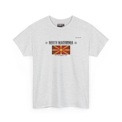 North Macedonia flag t-shirt in Ash — premium cotton, Nordenatt