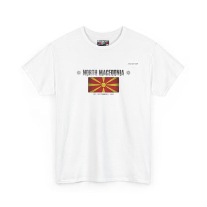 North Macedonia flag t-shirt in White — premium cotton, Nordenatt