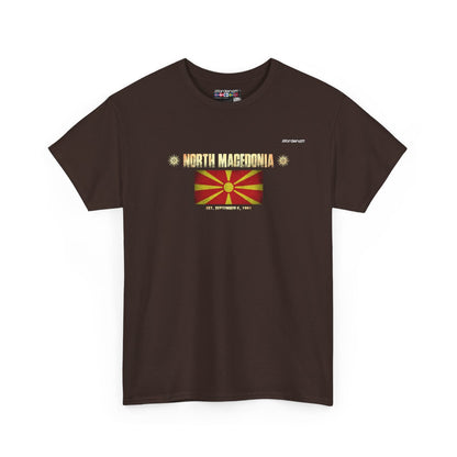 North Macedonia flag t-shirt in Dark Chocolate — premium cotton, Nordenatt