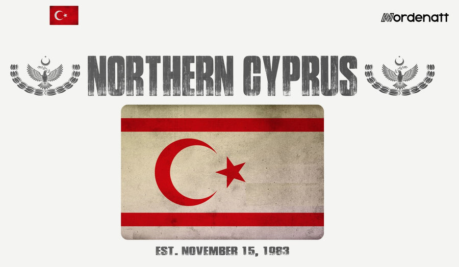 Northern Cyprus design preview: flag, date and emblem inspiration printed on light t-shirts (Nordenatt)