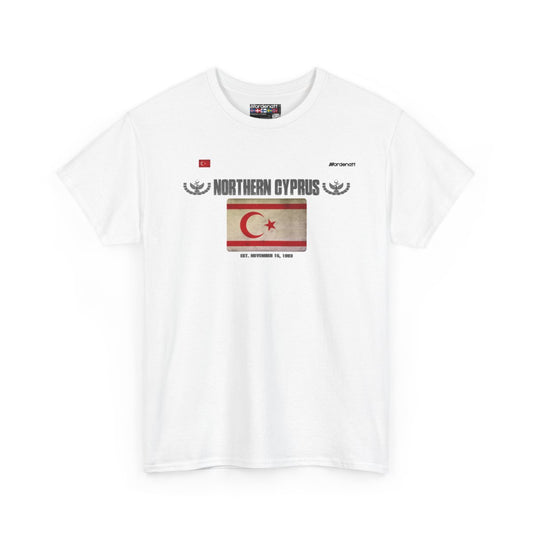 Northern Cyprus flag t-shirt in White — premium cotton, Nordenatt
