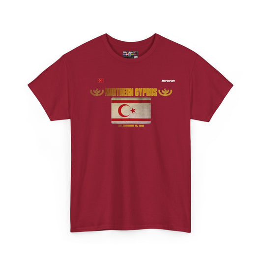 Northern Cyprus flag t-shirt in Cardinal Red — premium cotton, Nordenatt
