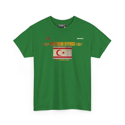 Northern Cyprus flag t-shirt in Turf Green — premium cotton, Nordenatt