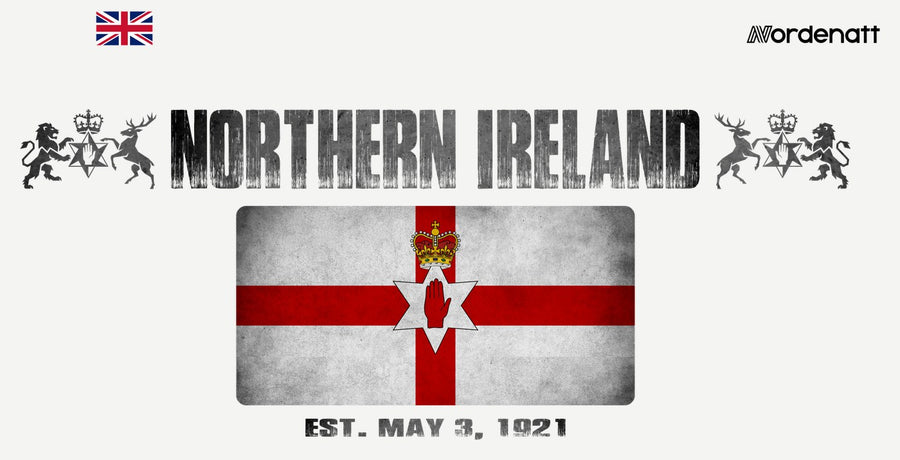 Northern Ireland design preview: flag, date and emblem inspiration printed on light t-shirts (Nordenatt)