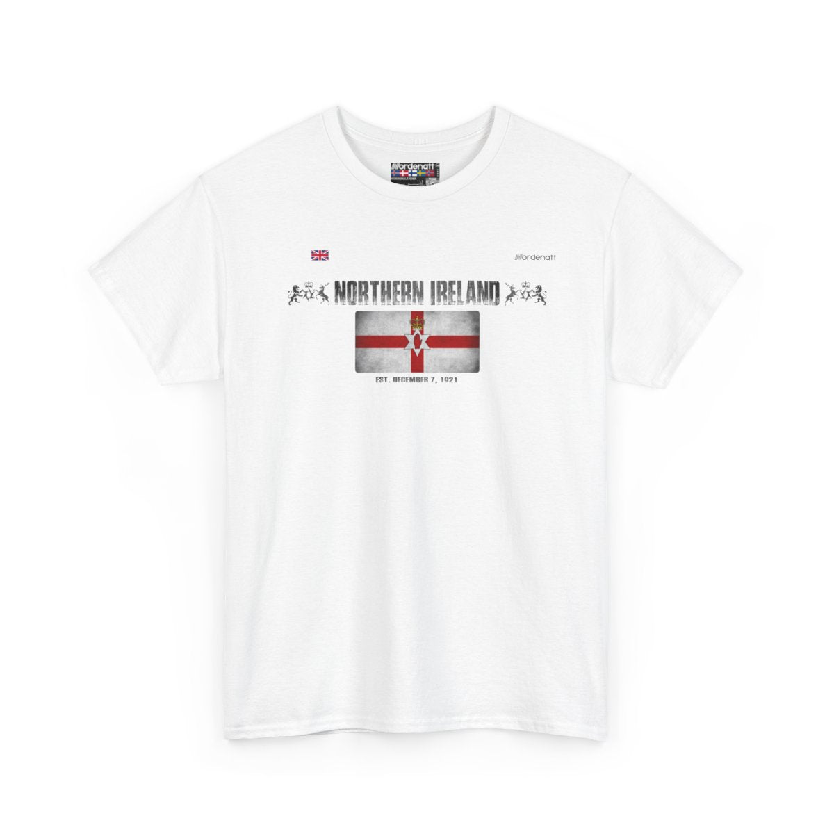 Northern Ireland flag t-shirt in White — premium cotton, Nordenatt