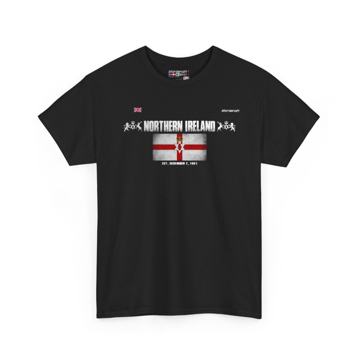 Northern Ireland flag t-shirt in Black — premium cotton, Nordenatt