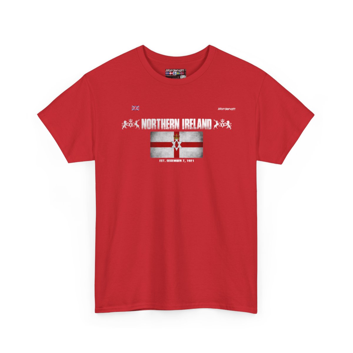 Northern Ireland flag t-shirt in Red — premium cotton, Nordenatt